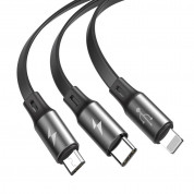 Baseus Fabric 3-in-1 Flexible Cable USB (CAMLT-BYG1) - универсален USB кабел с Lightning, microUSB и USB-C конектори (120 см) (сив) 1