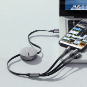 Baseus Fabric 3-in-1 Flexible Cable USB (CAMLT-BYG1) - универсален USB кабел с Lightning, microUSB и USB-C конектори (120 см) (сив) 13