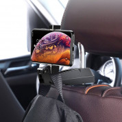 Baseus Backseat Vehicle Phone Holder Hook - 2 в 1 поставка за смартфон и закачалка за чанта за седалката на автомобил (бежов) 12