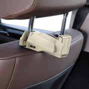 Baseus Backseat Vehicle Phone Holder Hook - 2 в 1 поставка за смартфон и закачалка за чанта за седалката на автомобил (бежов) 6