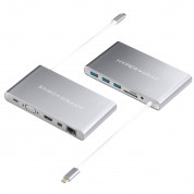 HyperDrive Slim 11-in-1 USB-C Hub - мултифункционален хъб за свързване на допълнителна периферия за MacBook Pro и устройства с USB-C (сив)