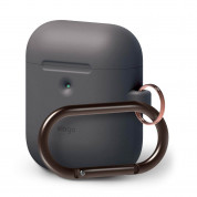 Elago Airpods Silicone Hang Case - силиконов калъф с карабинер за Apple Airpods 2 with Wireless Charging Case (тъмносив)