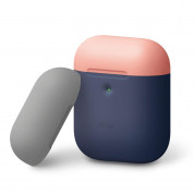 Elago Airpods Duo Silicone Case Apple Airpods 2 with Wireless Charging Case (jean indigo-peach-grey)