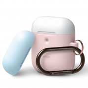 Elago Airpods Duo Hang Silicone Case - силиконов калъф за Apple Airpods 2 with Wireless Charging Case (розов-бял)