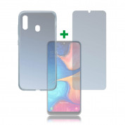 4smarts 360° Protection Set Limited Cover - тънък силиконов кейс и стъклено защитно покритие за дисплея на Samsung Galaxy A20E (прозрачен)
