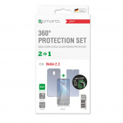 4smarts 360° Protection Set - тънък силиконов кейс и стъклено защитно покритие за дисплея на Nokia 2.2 (прозрачен) 1