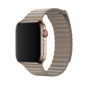 Apple Stone Leather Loop Medium - оригинална кожена каишка за Apple Watch 42мм, 44мм (бежов)