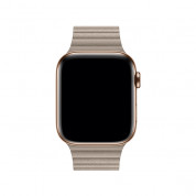 Apple Stone Leather Loop Large - оригинална кожена каишка за Apple Watch 42мм, 44мм (бежов) 1