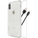 Skech Protection 360 Plus Pack - комплект удароустойчив кейс, стъклено защитно покритие и Lightning USB кабел за iPhone XS, iPhone X (брокат) 1