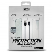 Skech Protection 360 Plus Pack - комплект удароустойчив кейс, стъклено защитно покритие и Lightning USB кабел за iPhone XR (брокат)