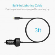 Anker PowerDrive 2 Elite with Lightning Connector - зарядно за кола с USB изход и вграден Lightning кабел (черен) 2