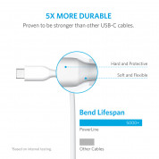 Anker Powerline USB-A to USB-C 3.0 Cable - бърз и издръжлив кабел за зареждане на устройства с USB-C порт (90 см) (бял) 4