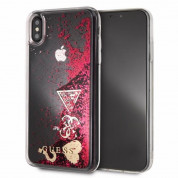 Guess Glitter Hard Case - дизайнерски кейс с висока защита за iPhone XS Max (червен)