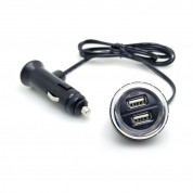 Omega Car Charger 2 x USB 3.1A with Cable  - зарядно за кола със 2 x USB порта и удължителен кабел (черен)