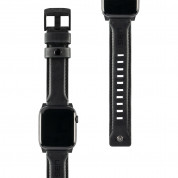 Urban Armor Gear Leather Strap - кожена (естествена кожа) каишка за Apple Watch 42мм, 44мм, 45мм (черен)