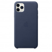 Apple iPhone Leather Case - оригинален кожен кейс (естествена кожа) за iPhone 11 Pro Max (тъмносин) 2