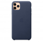 Apple iPhone Leather Case - оригинален кожен кейс (естествена кожа) за iPhone 11 Pro Max (тъмносин) 4