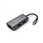 Adam Elements Casa Hub eC301 - USB-C хъб с 2 USB изхода и Gigabit Ethernet порт за устройства с USB-C порт (тъмносив)