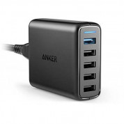 Anker PowerPort Speed 5 Ports (51.5W) With Quick Charge 3.0 - захранване с 5 x USB изхода за мобилни телефони и таблети (черен) 