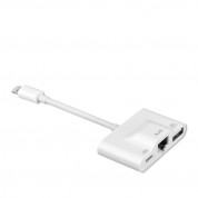 4smarts 3in1 Hub Lightning to Ethernet, USB-A and Lightning - Lightning хъб с Ethernet, Lightning, USB-A портове за iPhone и iPad (бял) 3