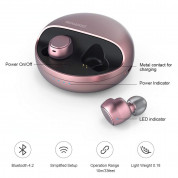 Padmate Tempo X12 TWS In-Ear Headset - безжични Bluetooth слушалки с микрофон за мобилни устройства (розово злато)  5