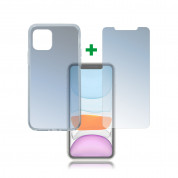 4smarts 360° Protection Set - тънък силиконов кейс и стъклено защитно покритие за дисплея на iPhone 11 (прозрачен)