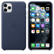 Apple iPhone Leather Case - оригинален кожен кейс (естествена кожа) за iPhone 11 Pro (тъмносин)