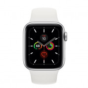 Apple Watch Series 5 GPS, 40mm Silver Aluminium Case with White Sport Band - умен часовник от Apple