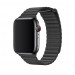 Apple Black Leather Loop Medium - оригинална кожена каишка за Apple Watch 42мм, 44мм, 45мм, Ultra 49мм (черен) 4