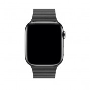 Apple Black Leather Loop Medium - оригинална кожена каишка за Apple Watch 42мм, 44мм (черен) 2