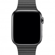Apple Black Leather Loop Medium - оригинална кожена каишка за Apple Watch 42мм, 44мм, 45мм, Ultra 49мм (черен) 2