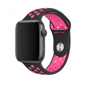 Apple Watch Nike Sport Band - оригинална силиконова каишка за Apple Watch 42мм, 44мм (черен-розов) 1