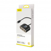 Baseus USB-C Square Round Hub Adapter - 4-портов USB-C хъб за компютри и лаптопи (17 см) (черен) 5
