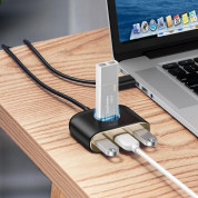 Baseus USB-C Square Round Hub Adapter - 4-портов USB-C хъб за компютри и лаптопи (17 см) (черен) 3