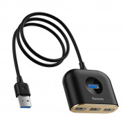 Baseus USB-A Square Round Hub Adapter (CAHUB-AY01) - 4-портов USB хъб за компютри и лаптопи (100 см) (черен) 2