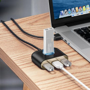 Baseus USB-A Square Round Hub Adapter (CAHUB-AY01) - 4-портов USB хъб за компютри и лаптопи (100 см) (черен) 4