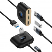 Baseus USB-A Square Round Hub Adapter (CAHUB-AY01) - 4-портов USB хъб за компютри и лаптопи (100 см) (черен) 1