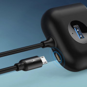 Baseus USB-A Square Round Hub Adapter (CAHUB-AY01) - 4-портов USB хъб за компютри и лаптопи (100 см) (черен) 5
