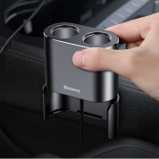 Baseus One to Two Car Charger - зарядно за кола с два USB изхода и удължител с два допълнителни извода за запалка (черен) 4