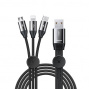 Baseus Car Co-Sharing 3-in-1 USB Cable - универсален USB кабел с Lightning, microUSB и USB-C конектори (100 см) (черен)