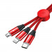 Baseus Car Co-Sharing 3-in-1 USB Cable - универсален USB кабел с Lightning, microUSB и USB-C конектори (100 см) (червен) 2
