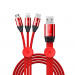 Baseus Car Co-Sharing 3-in-1 USB Cable - универсален USB кабел с Lightning, microUSB и USB-C конектори (100 см) (червен) 1