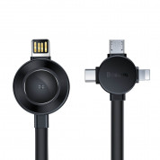 Baseus Star Ring 4-in1 USB Cable - универсален USB кабел с възможност за зареждане на Apple Watch, Lightning, microUSB и USB-C конектори (черен)