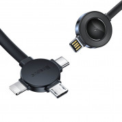 Baseus Star Ring 4-in1 USB Cable - универсален USB кабел с възможност за зареждане на Apple Watch, Lightning, microUSB и USB-C конектори (черен) 1