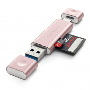 Satechi USB-C Card Reader USB 3.0 - четец за microSD и SD карти памет за мобилни устройства (розово злато)