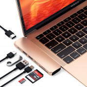 Satechi USB-C Pro USB Hub - мултифункционален хъб за свързване на допълнителна периферия за MacBook Pro (златист) 4