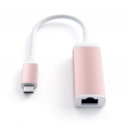 Satechi Aluminum USB-C to Ethernet Adapter - адаптер за свързване от USB-C към Ethernet (розово злато) 1