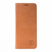 JT Berlin BookCase Tegel Case - хоризонтален кожен (естествена кожа) калъф тип портфейл за iPhone 11 (кафяв)