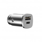 Baseus Dual USB & USB-C QC 3.0 Car Charger 30W CCALL-AS0S - зарядно за кола с USB и USB-C изходи и технология за бързо зареждане (сребрист)
