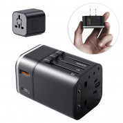 Baseus Removable 2in1 Wall Charger + Universal Travel Adapter (TZPPS-01) EU UK USA/AUS 18W USB USB-C 3A (black)